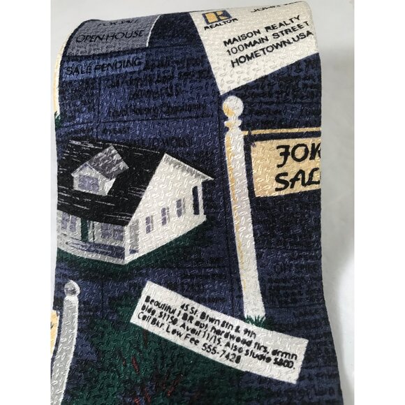 Harken LTD Men’s Blue Hand Sewn Italian Silk Realestate Tie - Picture 5 of 6